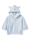 Benetton Baby Stripe Zip Up Hoodie, Light Blue Powder