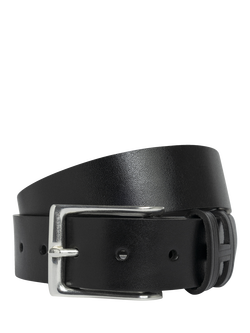 Hackett London Leather Monogram Belt, Black