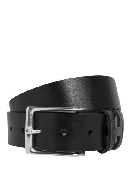 Hackett London Leather Monogram Belt, Black
