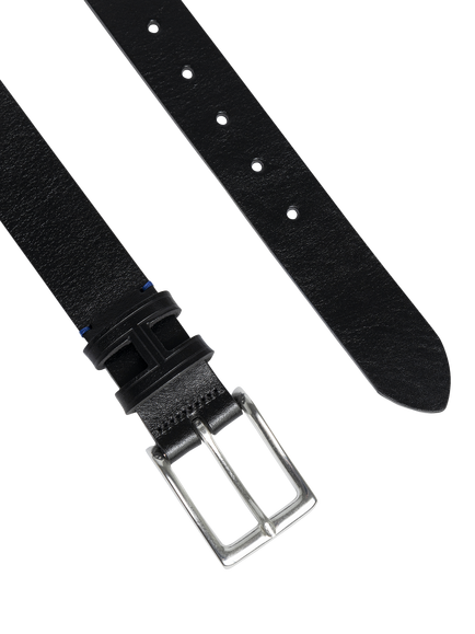 Hackett London Leather Monogram Belt - view 2, Black