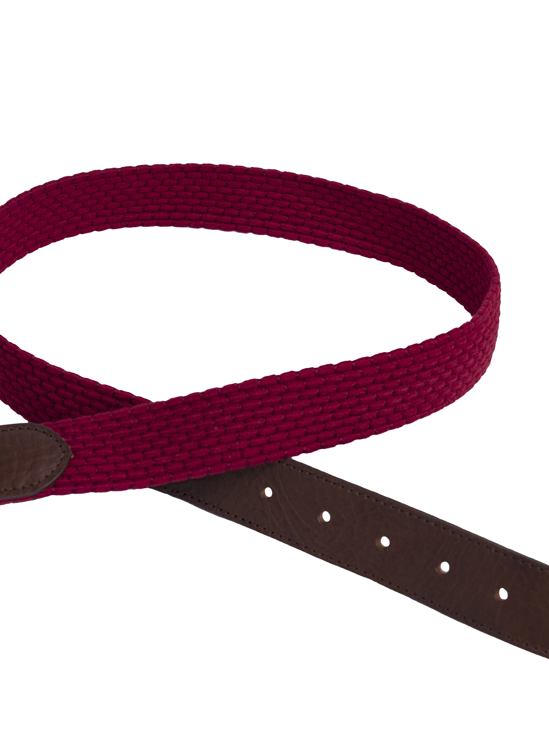 Product image 2 of 4, which shows Hackett London Braided Leather Tip Belt, Burgundy Red, M