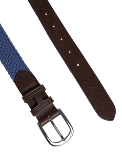 Hackett London Braided Leather Tip Belt - view 2, Mid Chambray