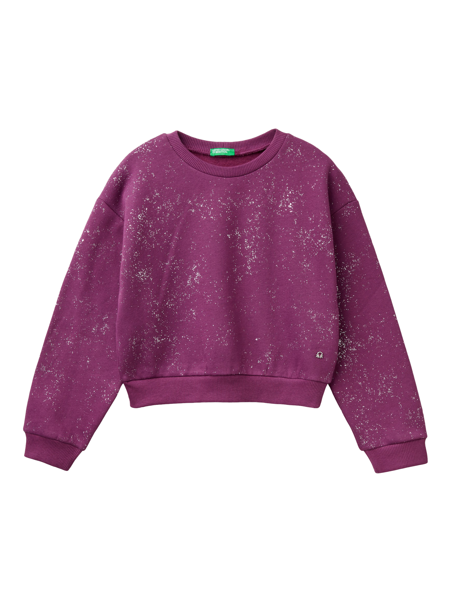 Benetton Kids' Stardust Sweatshirt, Dark Purple