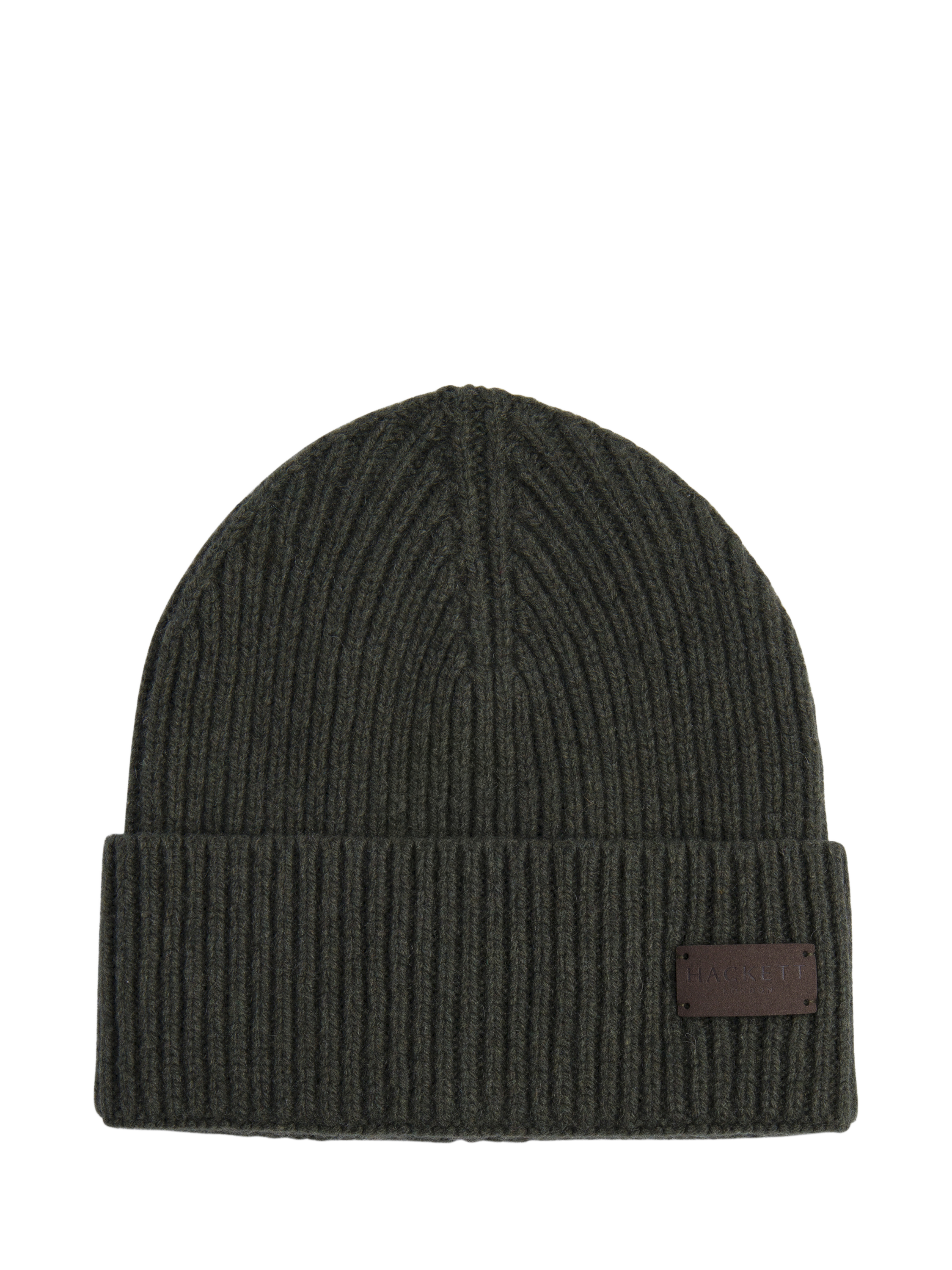 Product image 1 of 4, which shows Hackett London Cashmere Wool Blend Beanie Hat, Green, One Size