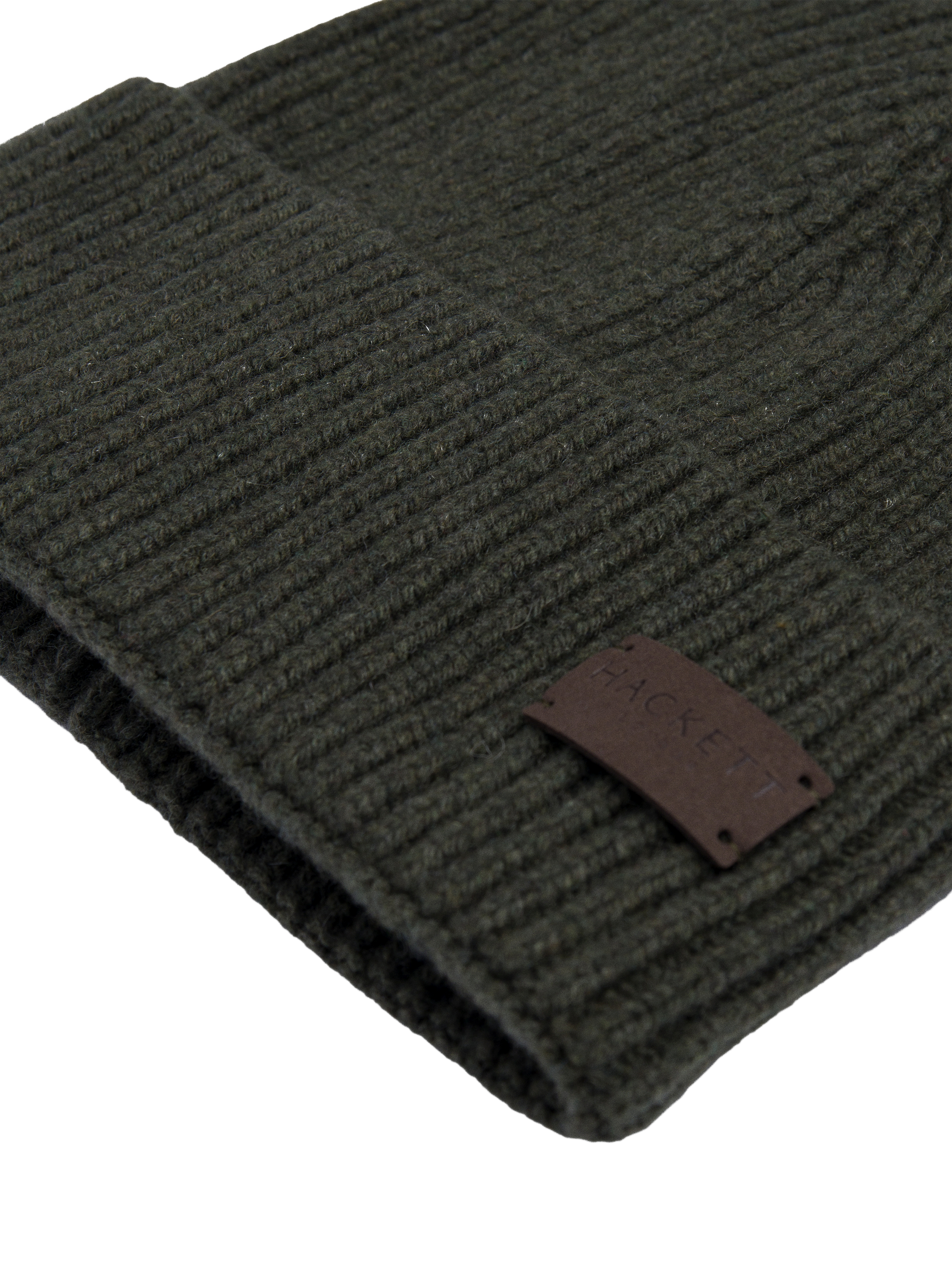 Product image 2 of 4, which shows Hackett London Cashmere Wool Blend Beanie Hat, Green, One Size