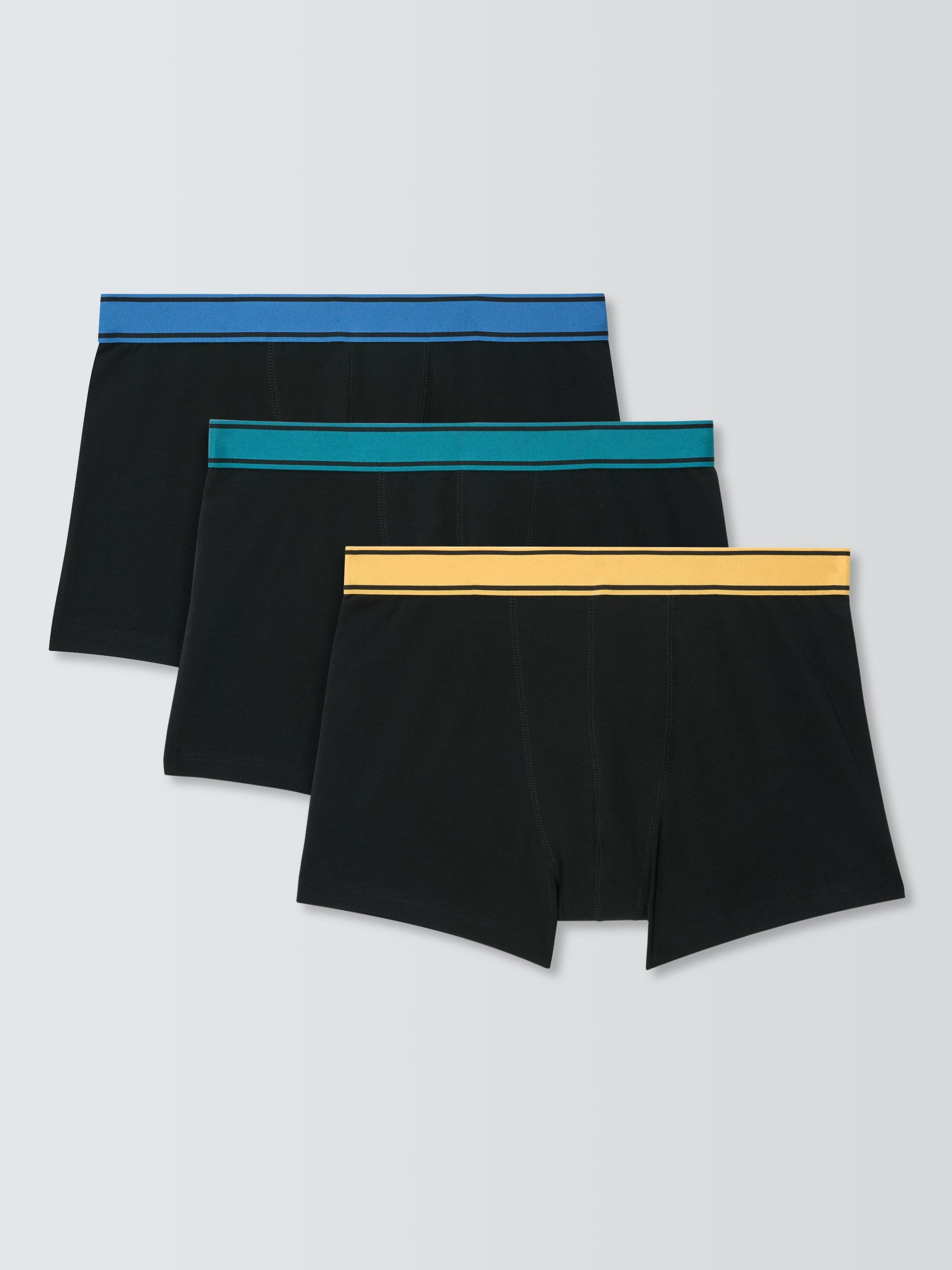 Product image 1 of 5, which shows John Lewis Organic Cotton Colour Waistband Boxers, Pack of 3, Black, S