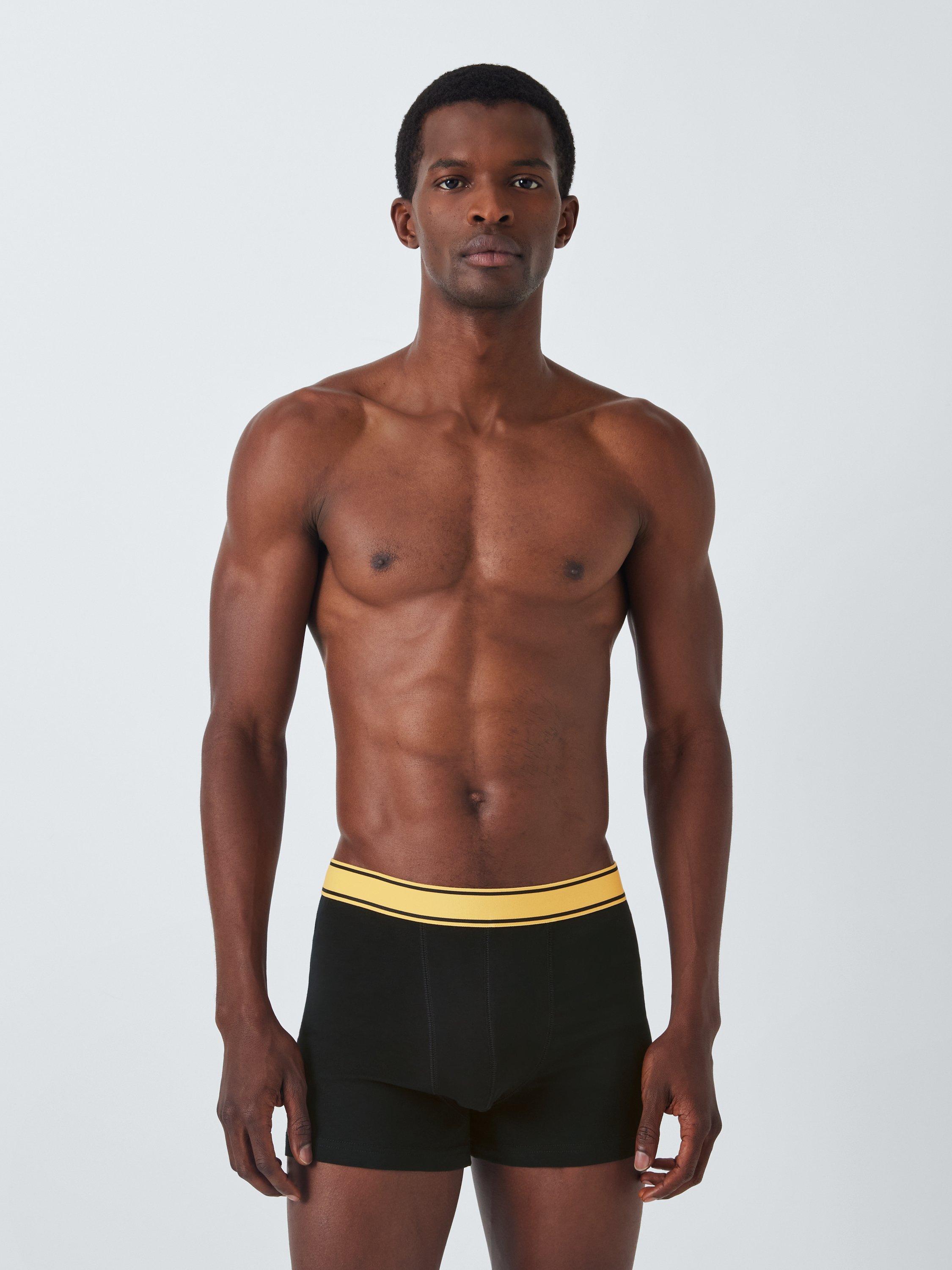 Product image 2 of 5, which shows John Lewis Organic Cotton Colour Waistband Boxers, Pack of 3, Black, S