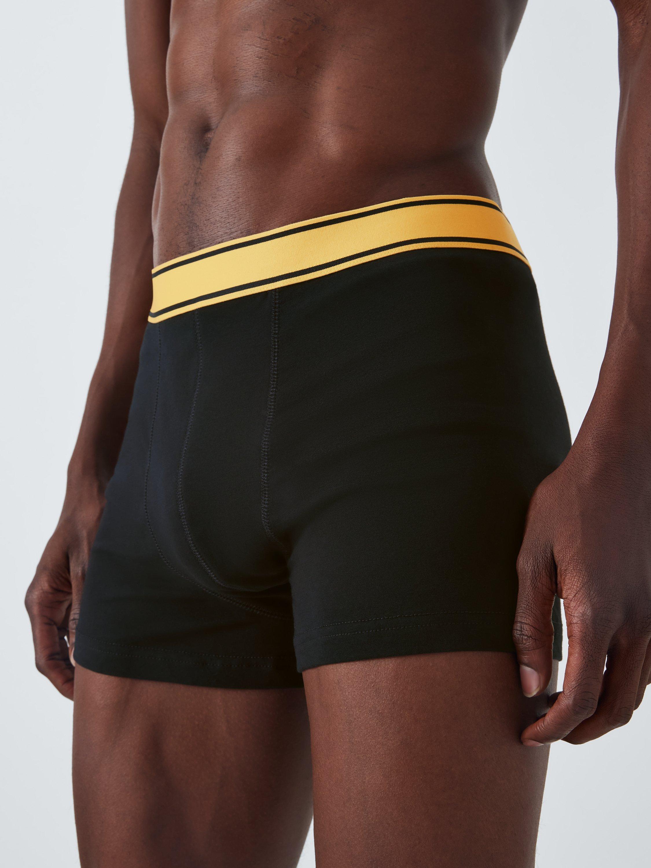 Product image 4 of 5, which shows John Lewis Organic Cotton Colour Waistband Boxers, Pack of 3, Black, S