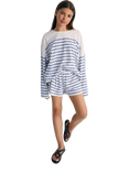 The New Society Kids' Komotini Relaxed Striped T-Shirt, Cobalto
