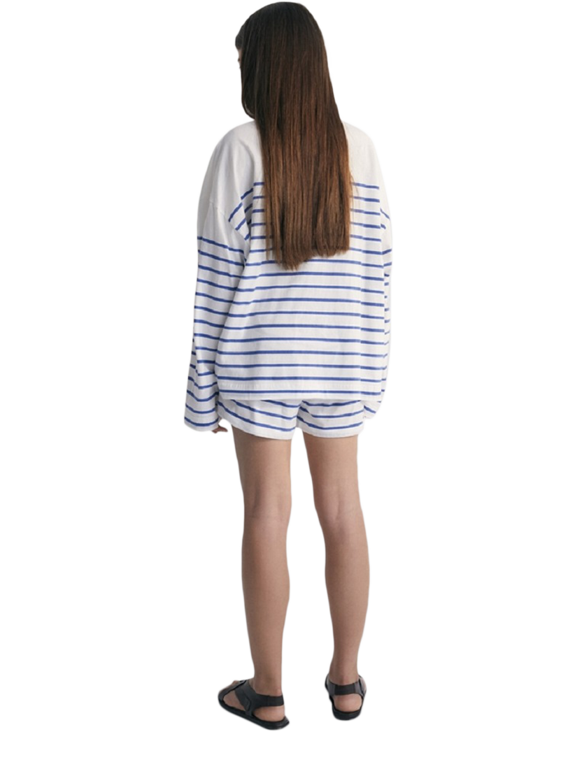 Product image 2 of 5, which shows The New Society Kids' Komotini Relaxed Striped T-Shirt, Cobalto, 10 years