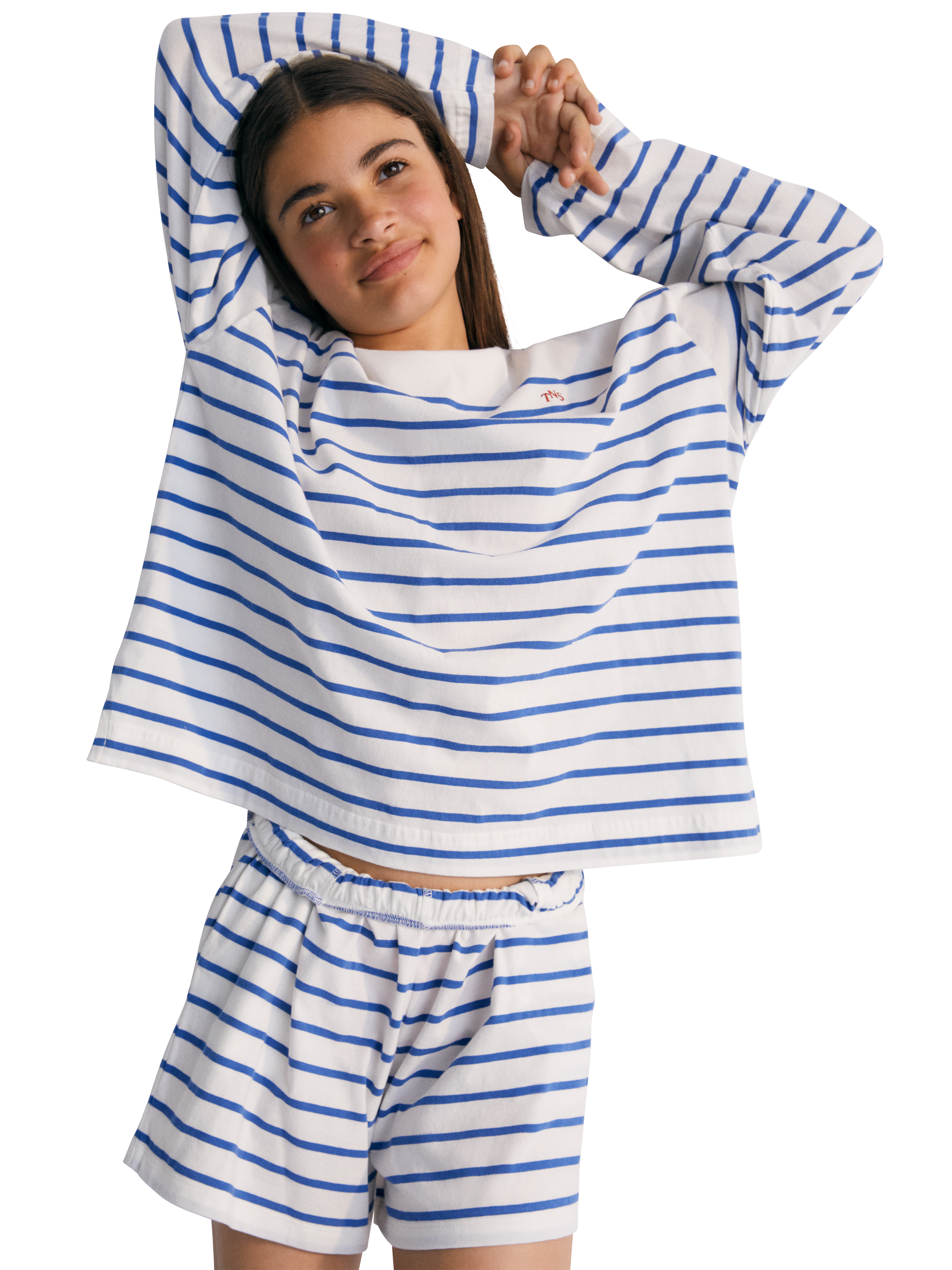 Product image 3 of 5, which shows The New Society Kids' Komotini Relaxed Striped T-Shirt, Cobalto, 10 years