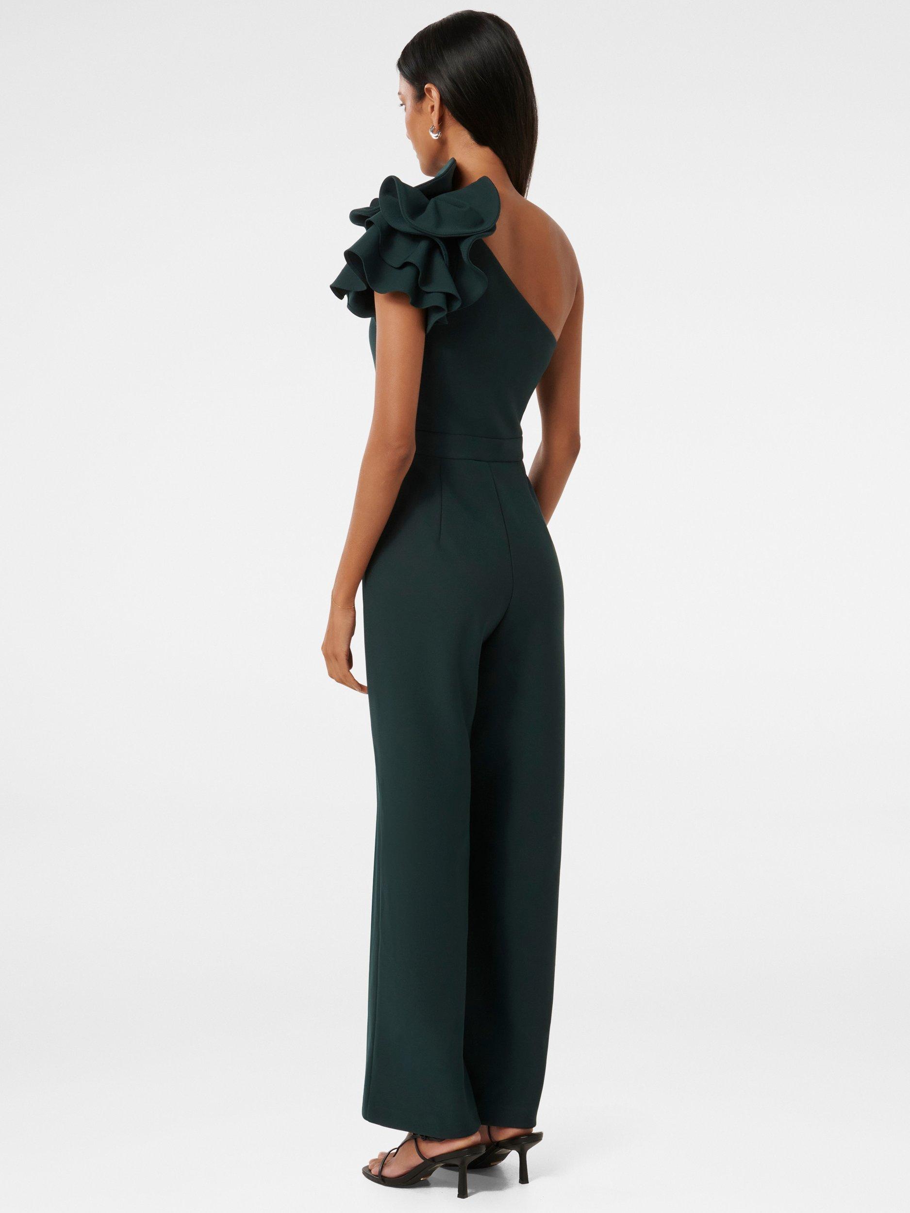 Product image 2 of 4, which shows Forever New Petite Celeste Ruffle Jumpsuit, Green, 4