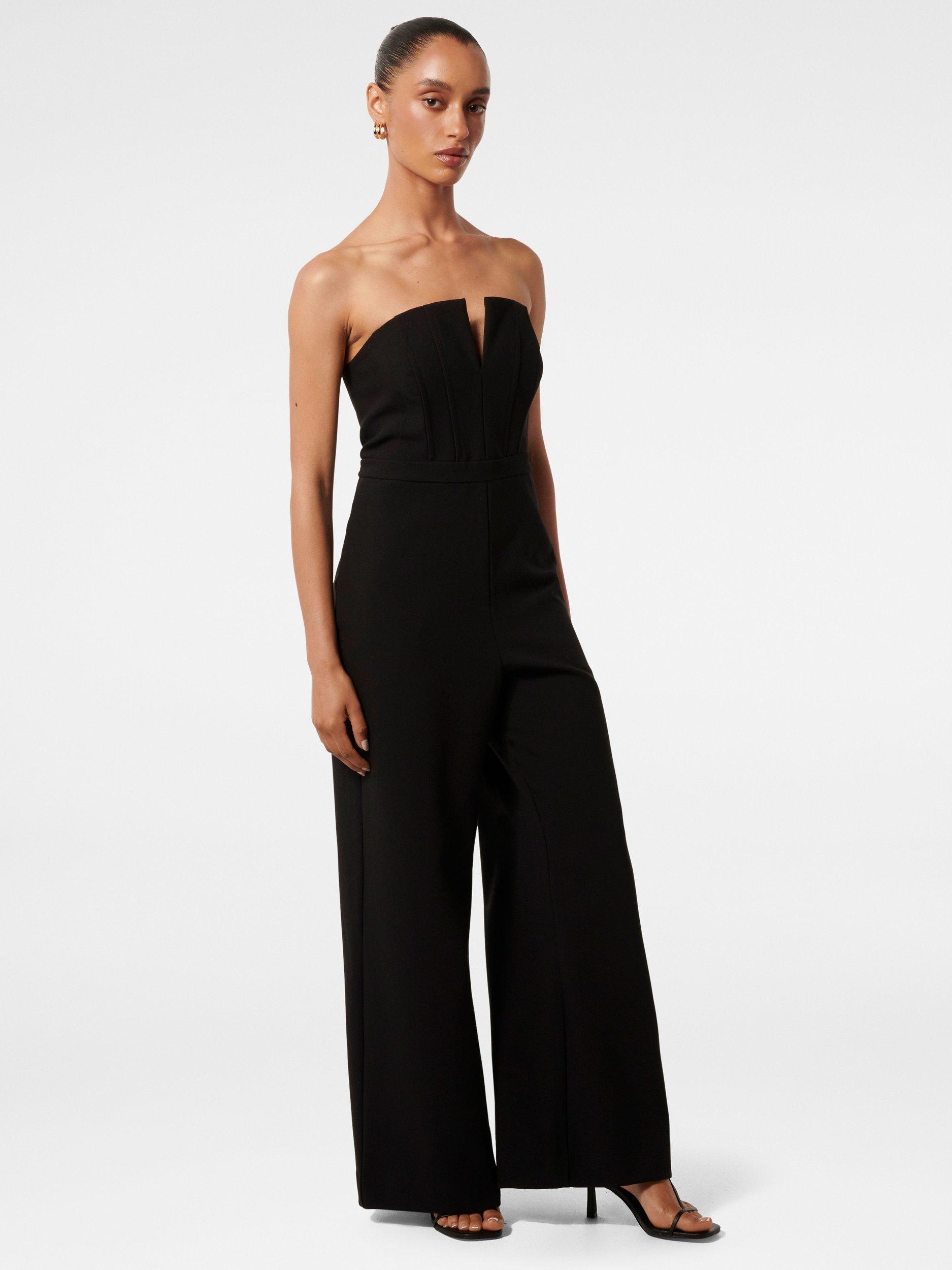Product image 3 of 4, which shows Forever New Petite Cora Corset Bodice Jumpsuit, Black, 4