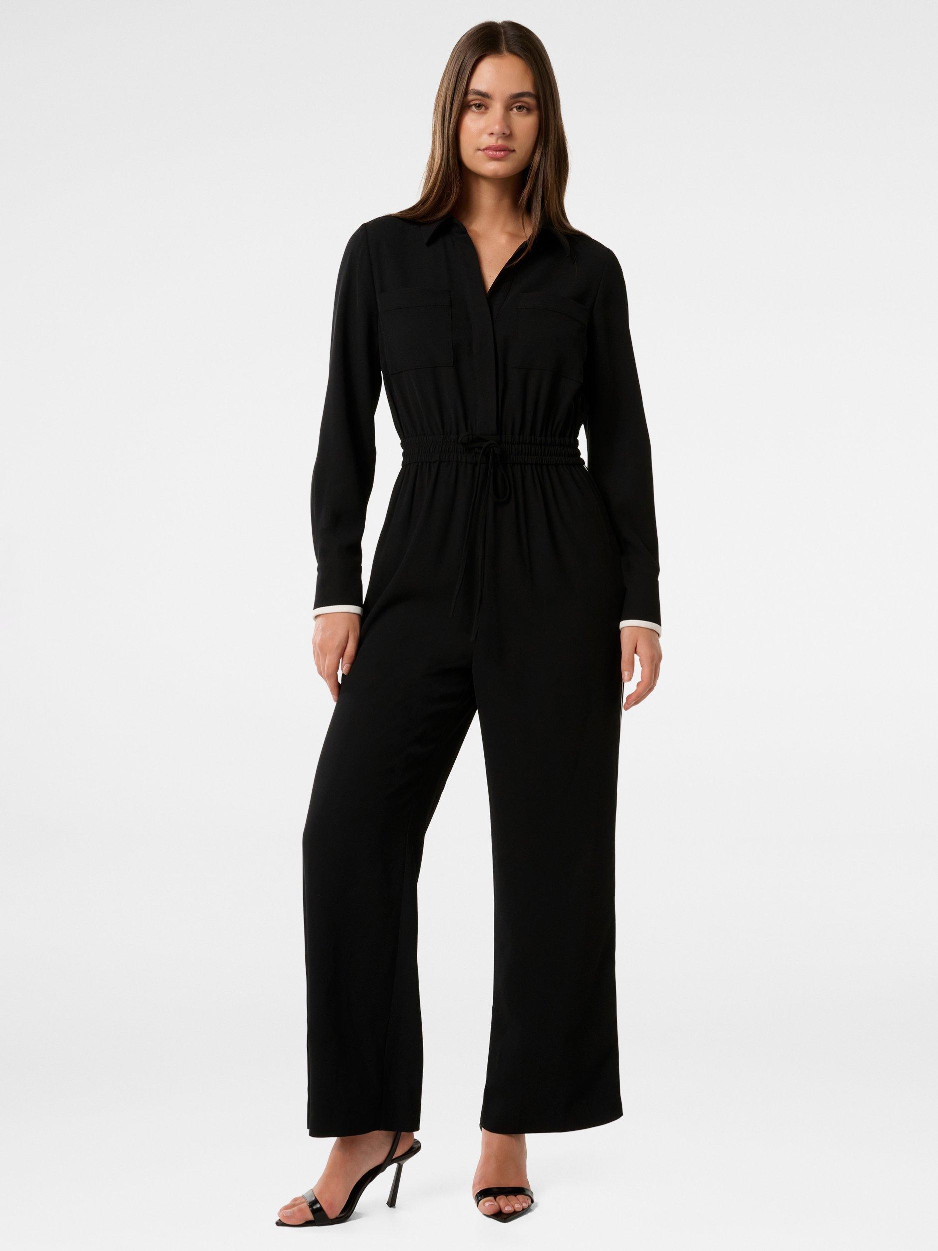 Product image 1 of 4, which shows Forever New Maddi Contrast Stripe Jumpsuit, Black/White, 4