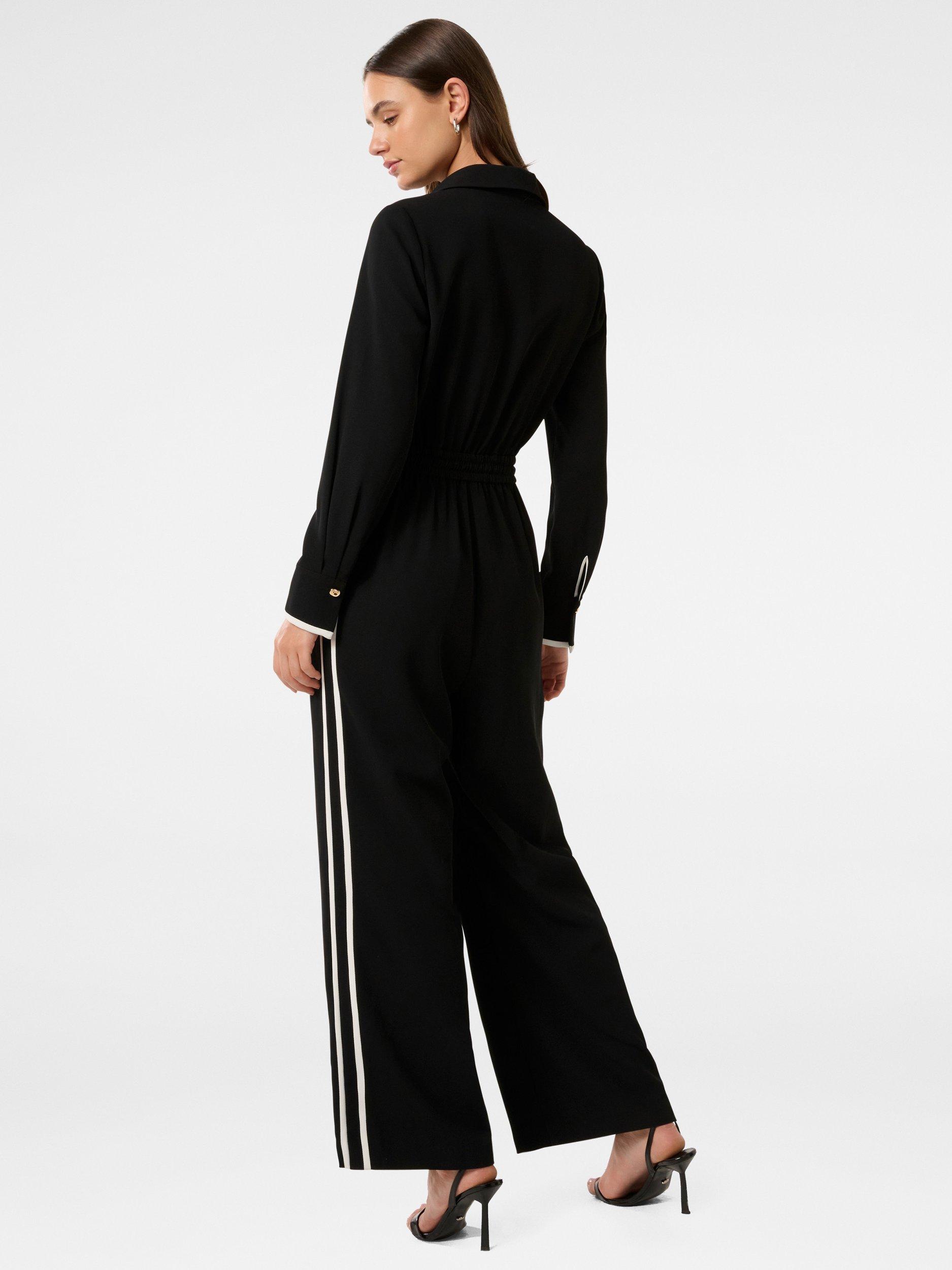 Product image 2 of 4, which shows Forever New Maddi Contrast Stripe Jumpsuit, Black/White, 4
