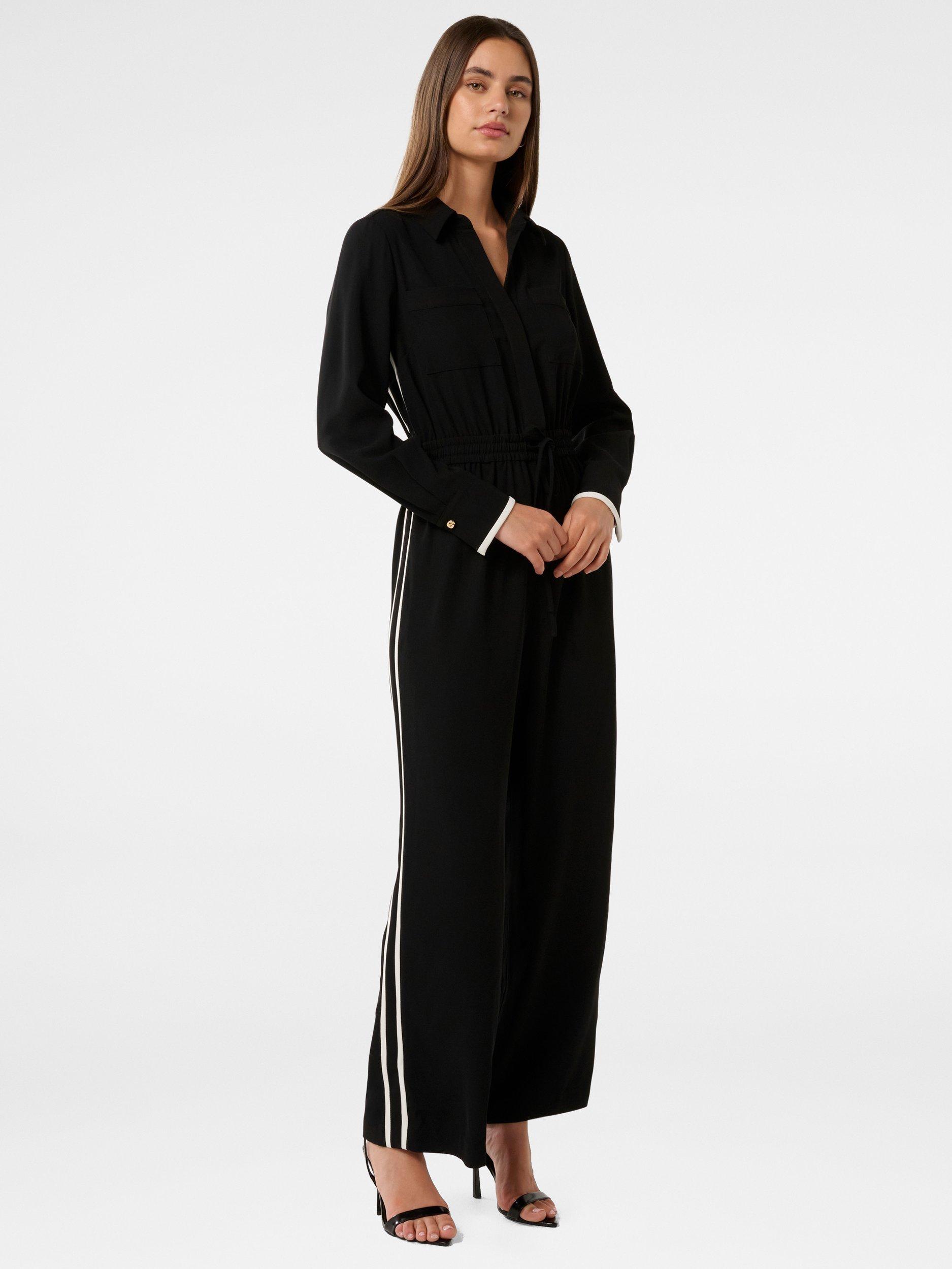 Product image 3 of 4, which shows Forever New Maddi Contrast Stripe Jumpsuit, Black/White, 4
