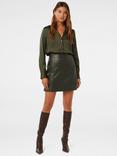 Forever New Eleni Faux Leather Mini Skirt, Deep Pine, Deep Pine