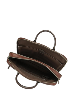 Loake Westminster Leather Briefcase - view 2, Dark Brown