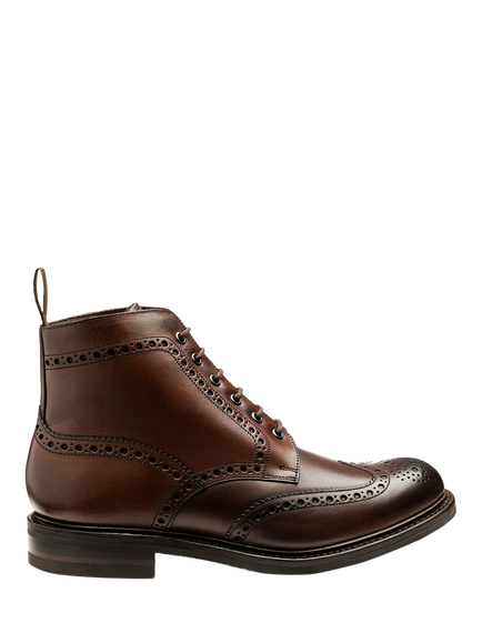 Loake Bedale Leather Brogue Derby Boots, Oxblood Grain, Dark Brown