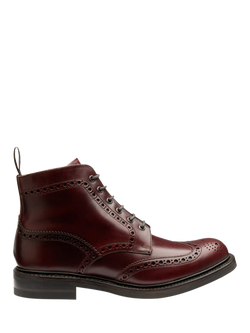 Loake Bedale Leather Brogue Derby Boots, Oxblood Grain, Oxblood Grain