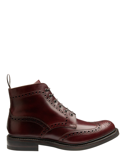 Loake Bedale Leather Brogue Derby Boots, Oxblood Grain, Oxblood Grain