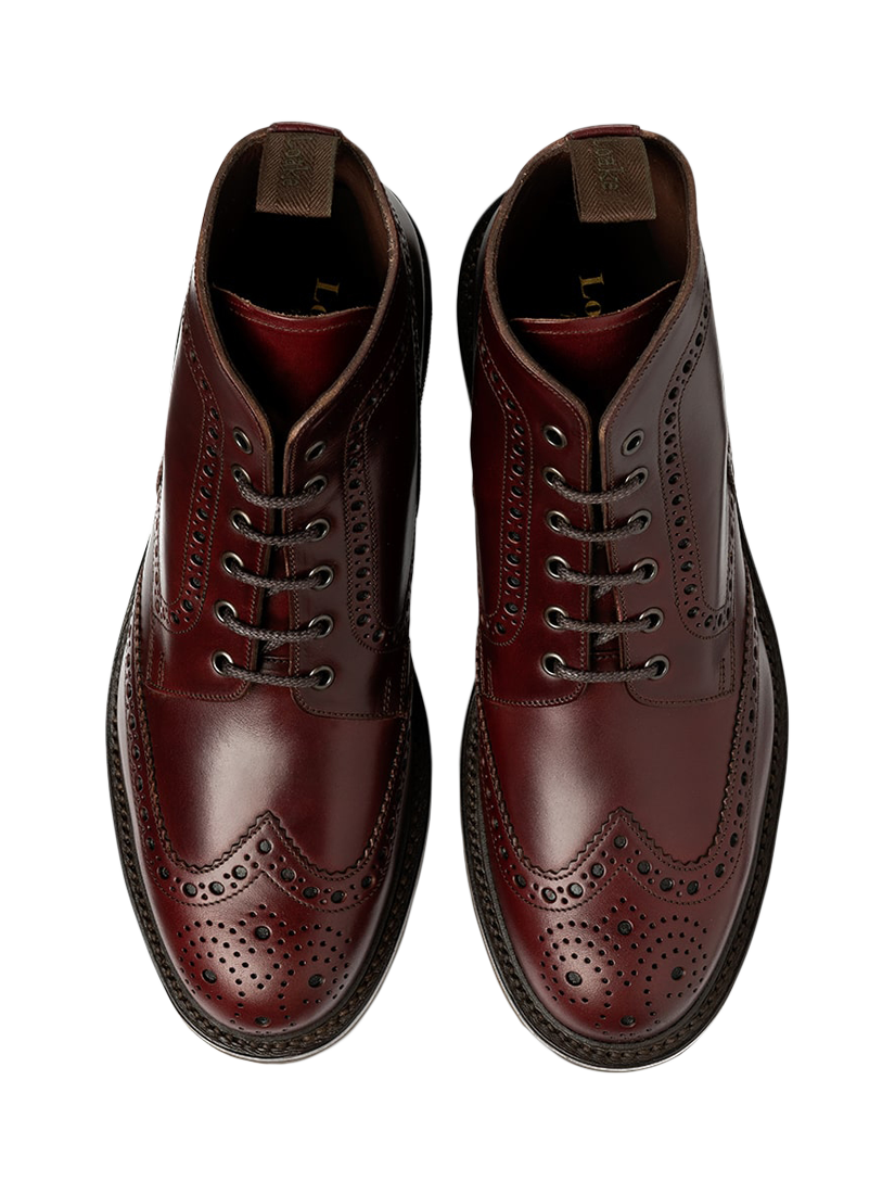 Product image 2 of 2, which shows Loake Bedale Leather Brogue Derby Boots, Oxblood Grain, 7