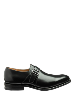 Loake 357 Leather Monk Shoes, Black, Black