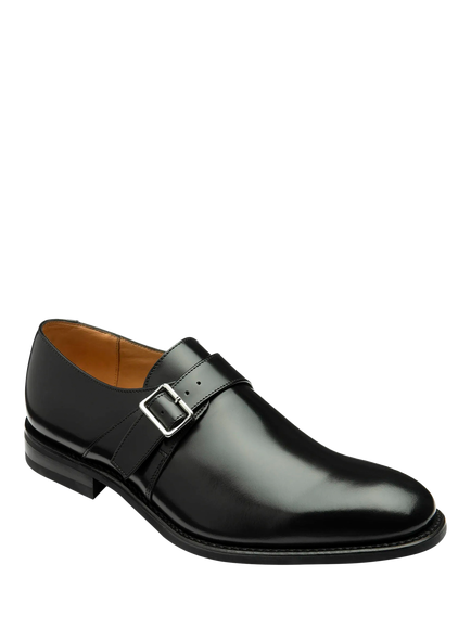 Loake 357 Leather Monk Shoes, Black - view 2, Black