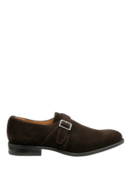 Loake 357 Suede Monk Shoes, Dark Brown, Dark Brown