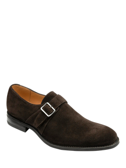 Loake 357 Suede Monk Shoes, Dark Brown - view 2, Dark Brown