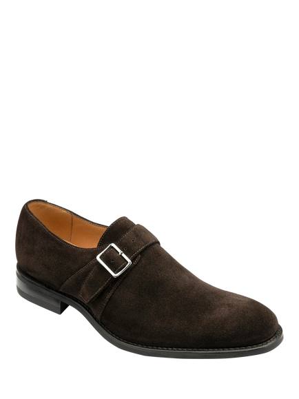 Loake 357 Suede Monk Shoes, Dark Brown - view 2, Dark Brown