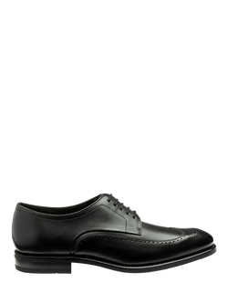 Loake Bale Leather Lace Up Derby Brogue Shoes, Black