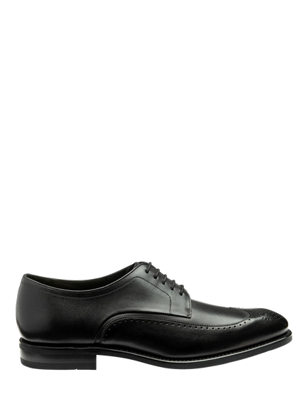 Loake Bale Leather Lace Up Derby Brogue Shoes, Black