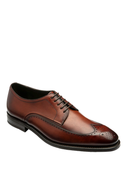 Loake Bale Leather Lace Up Derby Brogue Shoes - view 2, Scotch Patina