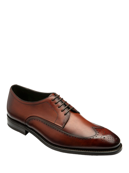 Loake Bale Leather Lace Up Derby Brogue Shoes - view 2, Scotch Patina