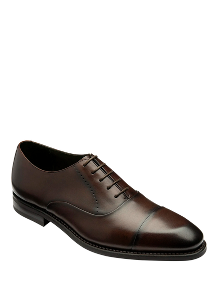 Loake Phoenix Leather Oxford Shoes - view 2, Dark Brown