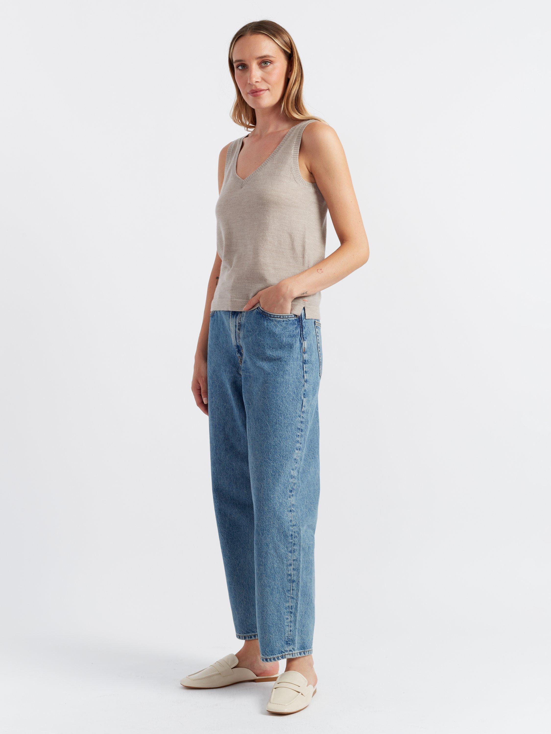 Chinti & Parker Pure Merino Wool Vest Top, Smokey Taupe