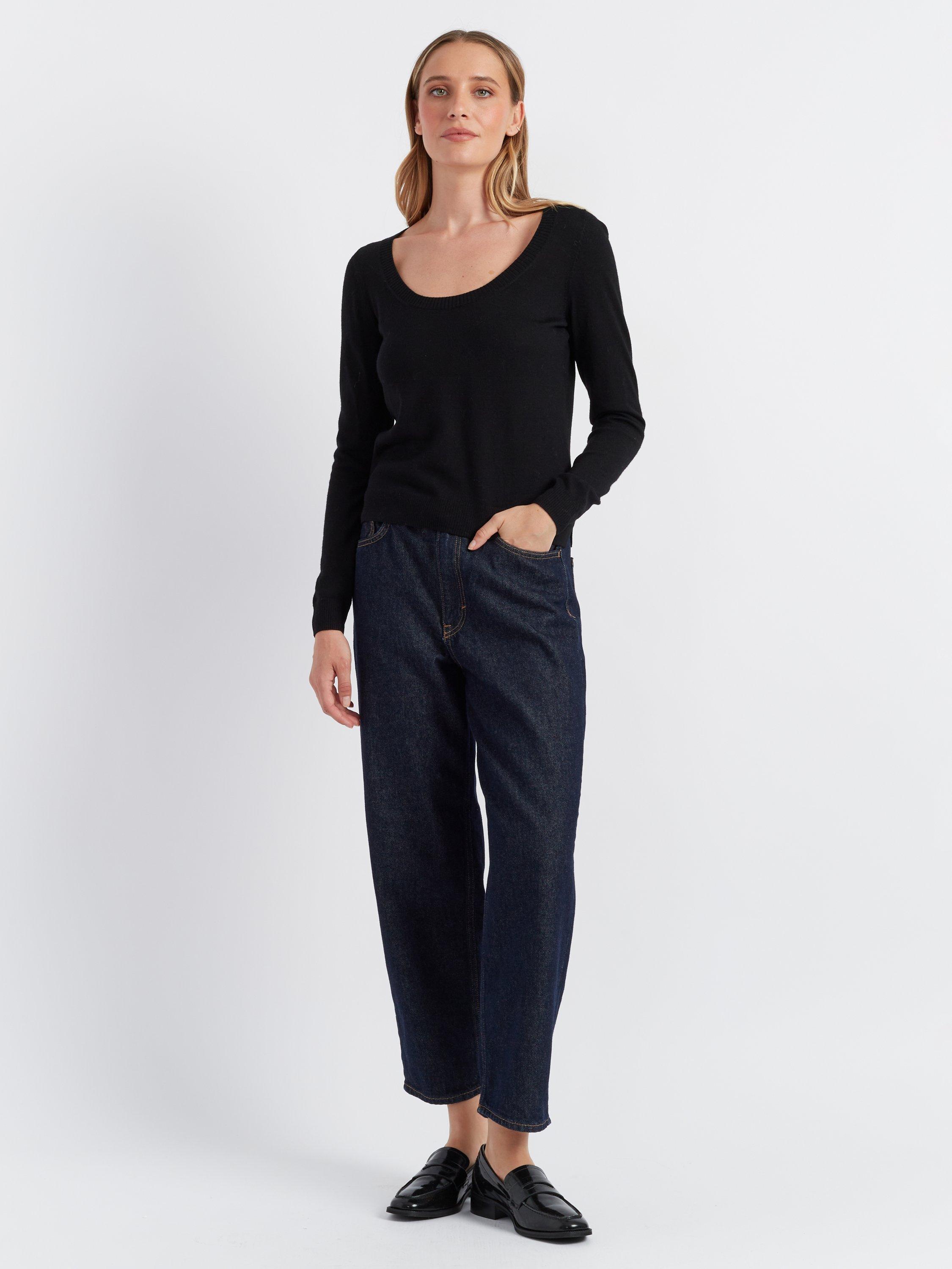 Chinti & Parker Scoop Neck Pure Merino Wool Jumper, Black