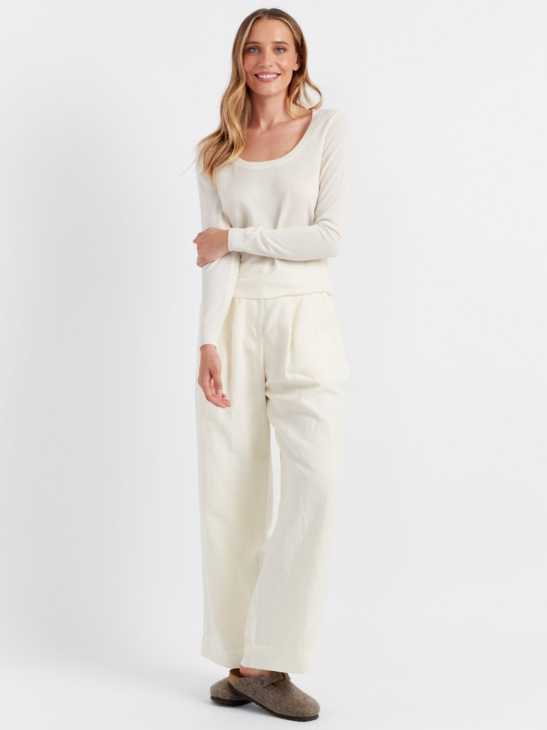 Chinti & Parker Scoop Neck Pure Merino Wool Jumper, Cream