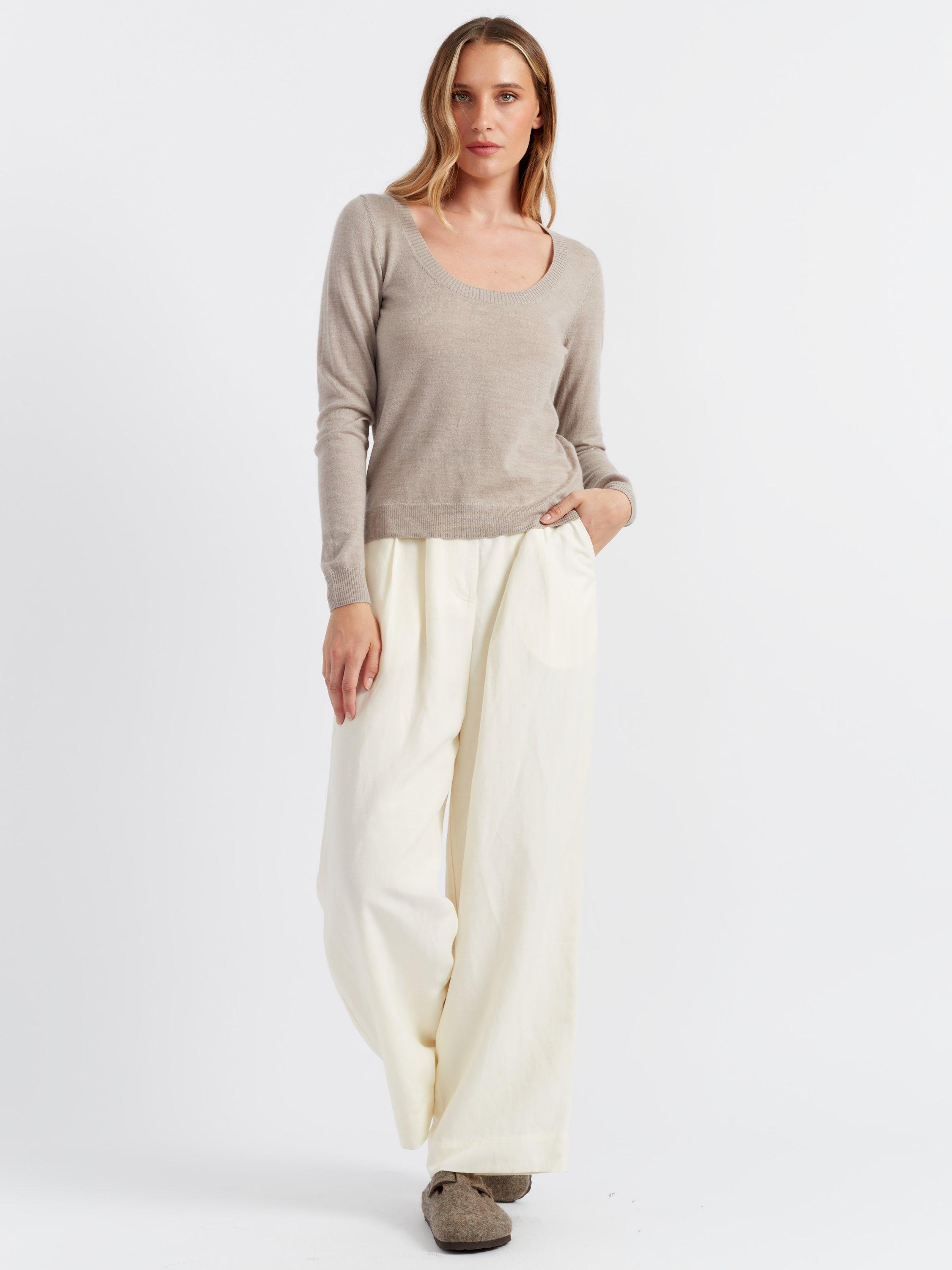 Chinti & Parker Scoop Neck Pure Merino Wool Jumper, Smokey Taupe