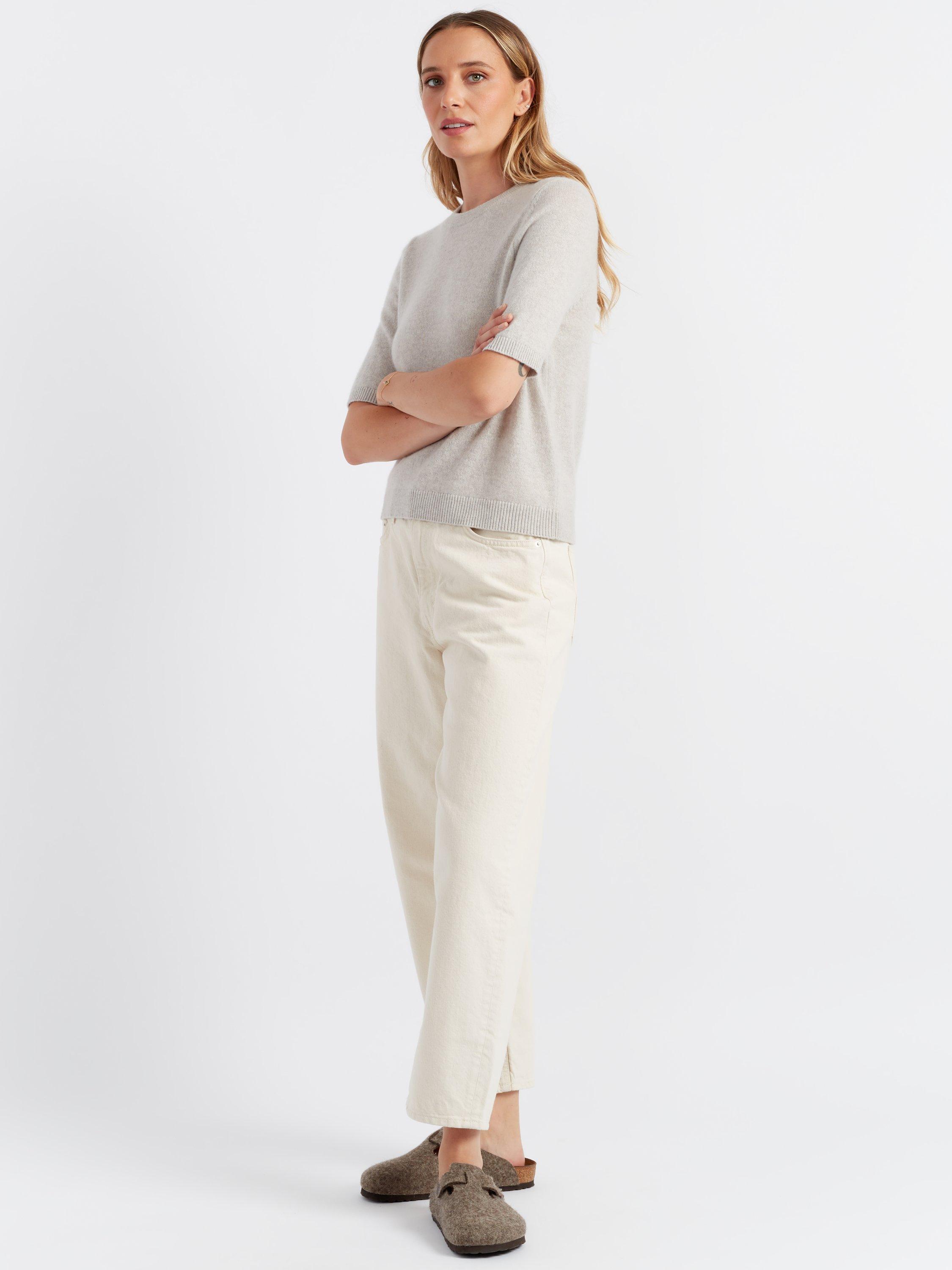 Product image 1 of 3, which shows Chinti & Parker Summer Cloud Pure Cashmere Top, Smokey Taupe, XS