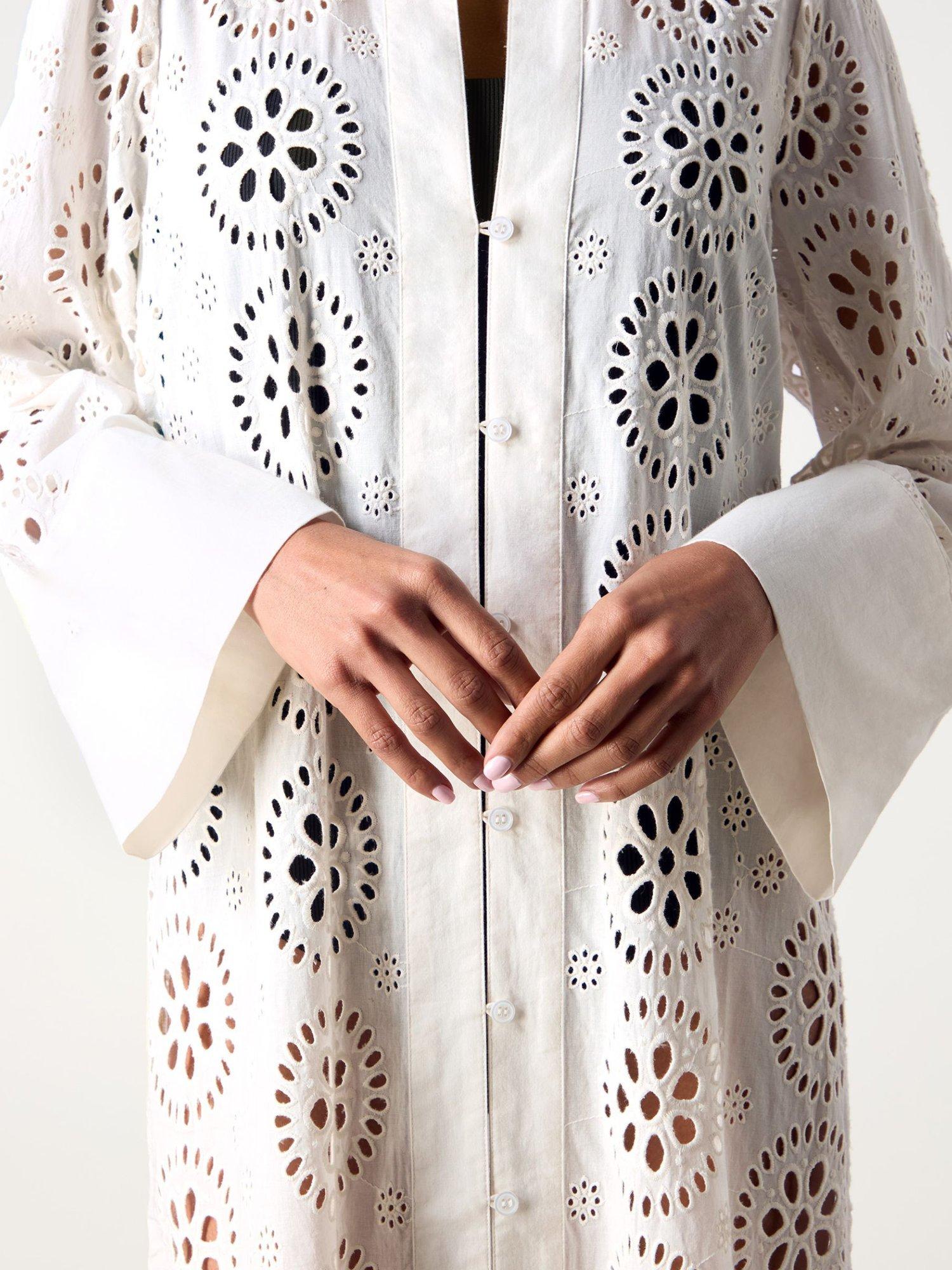 Product image 8 of 10, which shows Ro&Zo Broderie Shirt Maxi Dress, Natural, 6