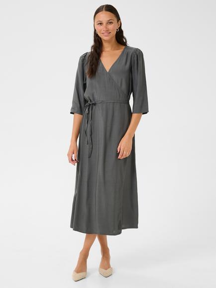 KAFFE Mira Wrap Midi Dress, Black Oyster, Black Oyster