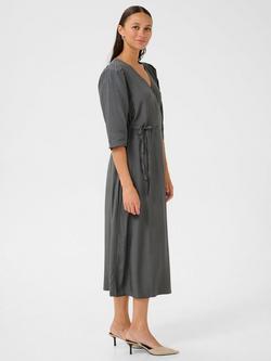 KAFFE Mira Wrap Midi Dress, Black Oyster - view 2, Black Oyster