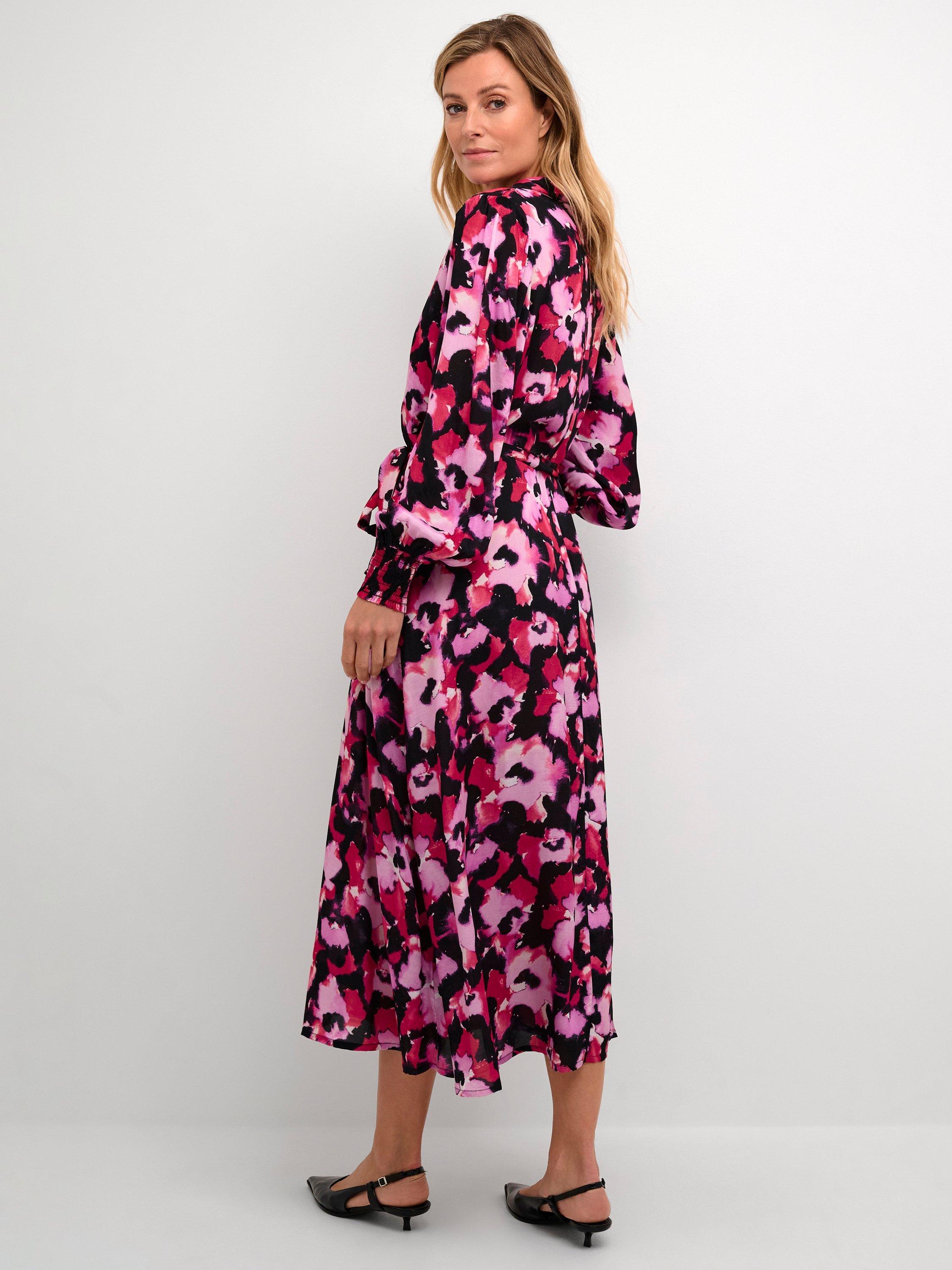 Product image 2 of 6, which shows KAFFE Pollie Floral Shirt Dress, Pink, 8