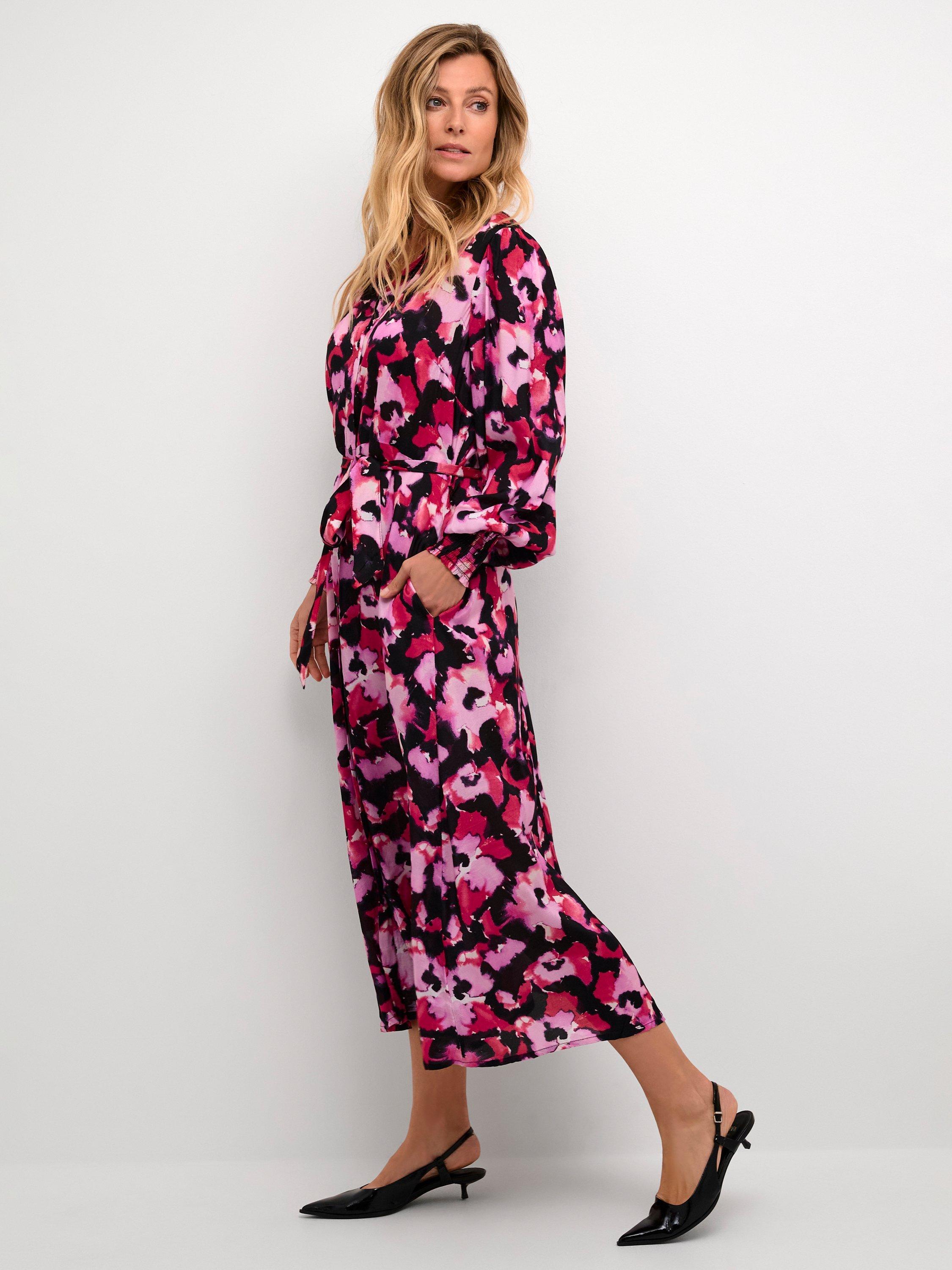 Product image 3 of 6, which shows KAFFE Pollie Floral Shirt Dress, Pink, 8