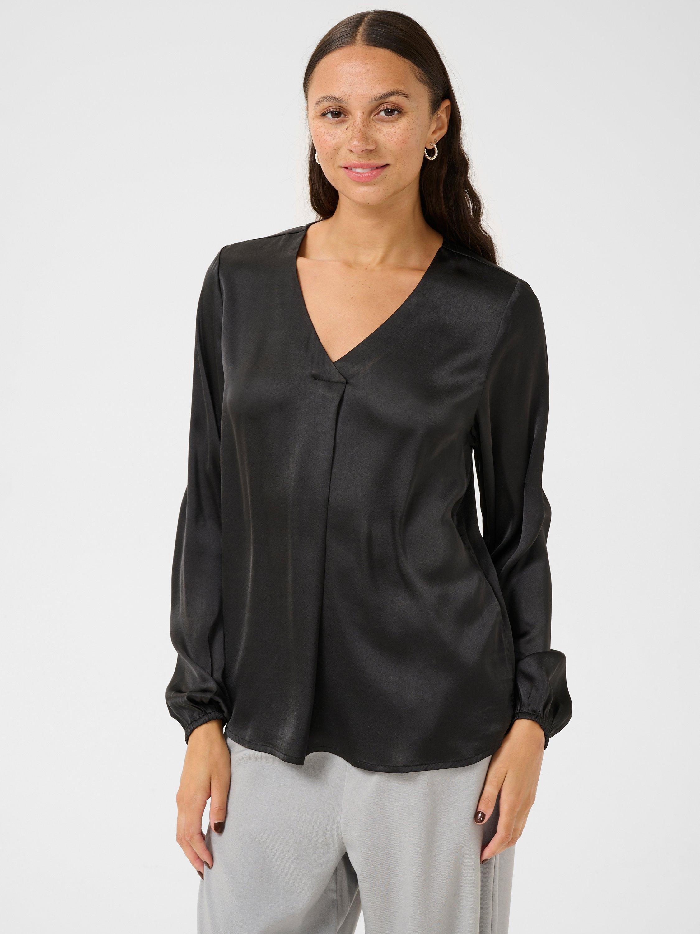 ST. John offers silk black pleated blouse