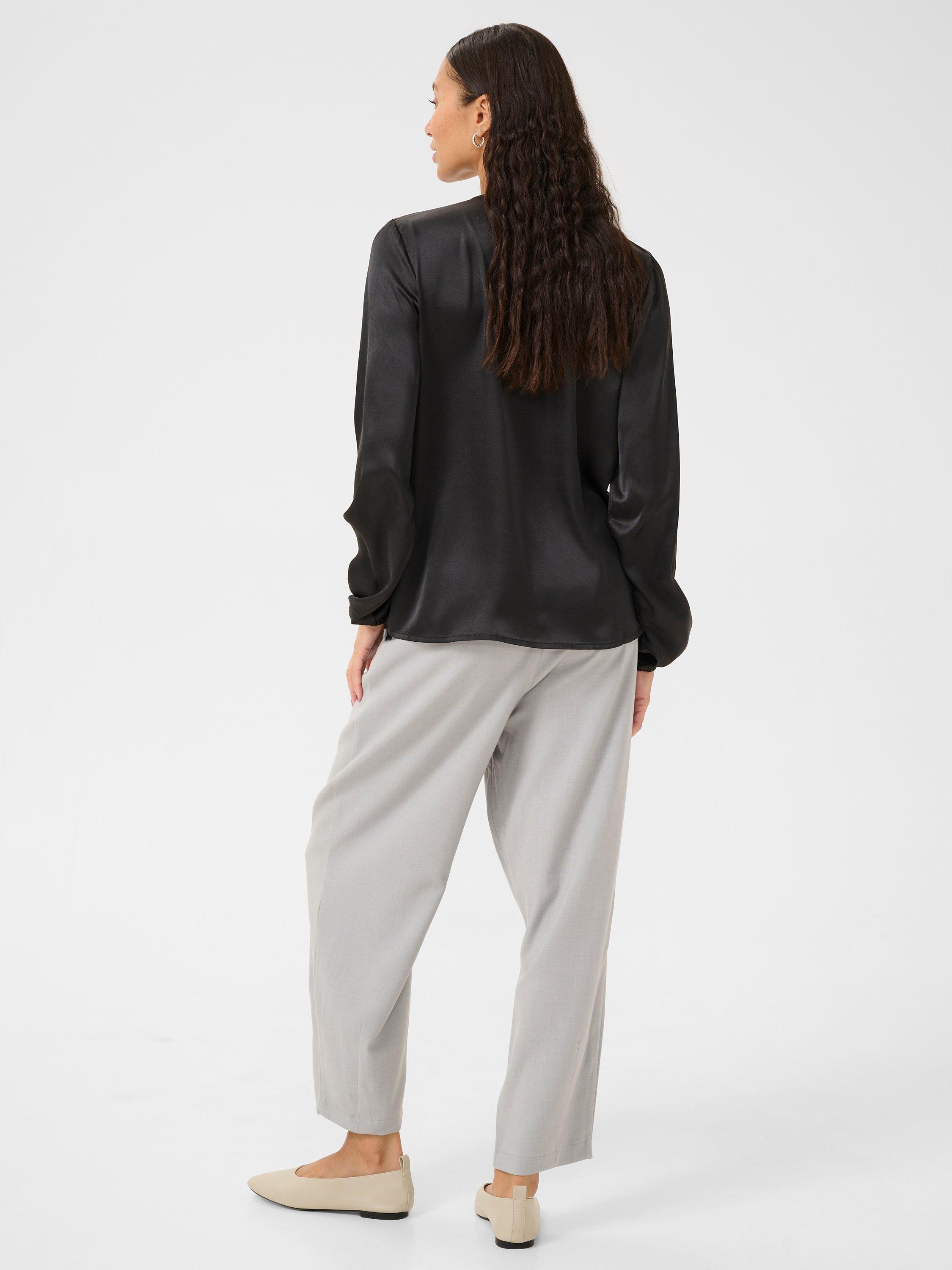 Product image 2 of 5, which shows KAFFE Lana Satin Pleated Blouse, Black Deep, 8