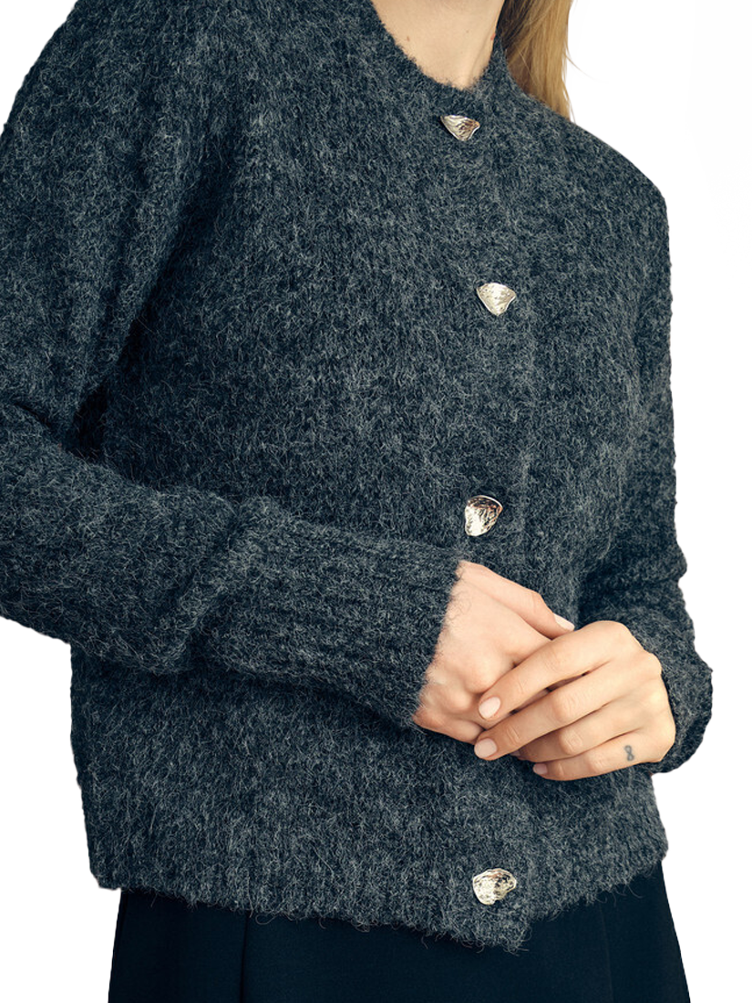 Product image 1 of 4, which shows A-VIEW Audrey Knit Cardigan, Dark Grey, XL