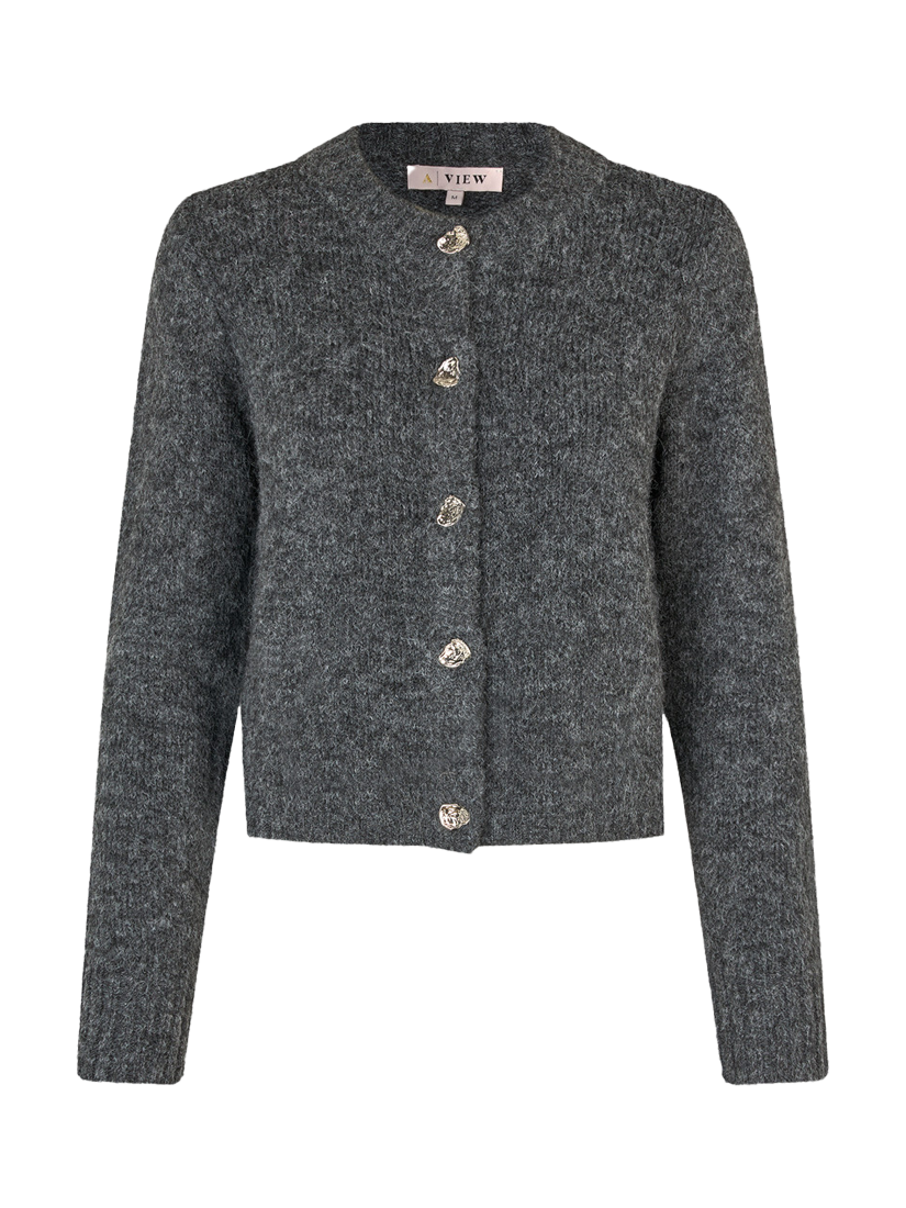 Product image 3 of 4, which shows A-VIEW Audrey Knit Cardigan, Dark Grey, XL
